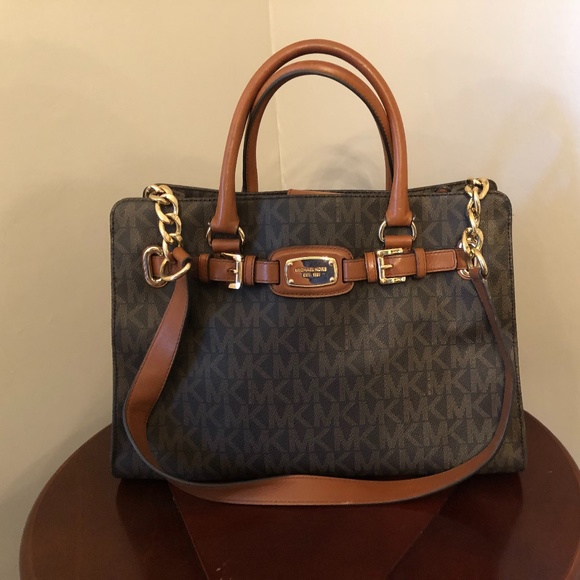 Micheal Kors Hamilton Signature Brown Handbag - Picture 9 of 10